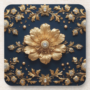 Dessous-de-verre Ornement floral doré