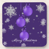 Dessous-de-verre Ornements de Noël violet Beverage Coaster (Devant)