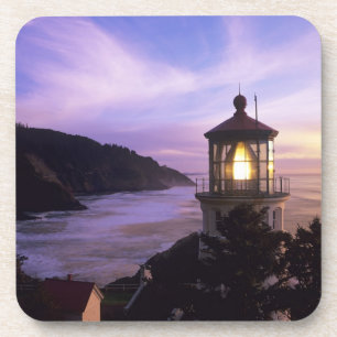 Dessous-de-verre OU, sur la côte de l'Oregon, phare de Heceta Head