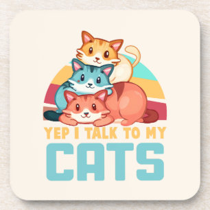 Dessous-de-verre Oui, je parle à My Cats-Adorable Trio Cat Design 2