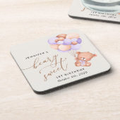 Dessous-de-verre Ours De Bébé, Ballons Violets, Premier Anniversair (Côté gauche)