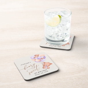 Dessous-de-verre Ours De Bébé, Ballons Violets, Premier Anniversair