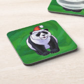 Dessous-de-verre Ours de panda à Santa Hat sur Vert (Côté gauche)