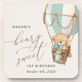 Dessous-de-verre Ours en peluche, Ballon à air chaud vert, premier (Devant)