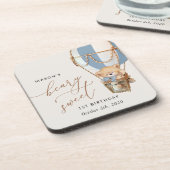 Dessous-de-verre Ours en peluche, Bleu à air chaud, premier anniver (Côté gauche)