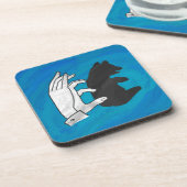 Dessous-de-verre Ours en peluche cub ombre sur bleu (Côté gauche)