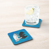 Dessous-de-verre Ours en peluche cub ombre sur bleu (Côté Droit)