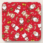 Dessous-de-verre Ours en peluche de Noël | Ensemble de Dessous de v (Devant)