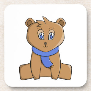 Dessous-de-verre Ours en peluche portant une écharpe bleue