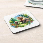 Dessous-de-verre Ours et cubes d'aquarelle (Côté gauche)