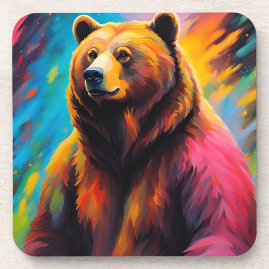 Dessous-de-verre Ours grizzli avec aurores boréales (Devant)