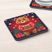 Dessous-de-verre Ours mignon en pull de Noël (Côté gauche)