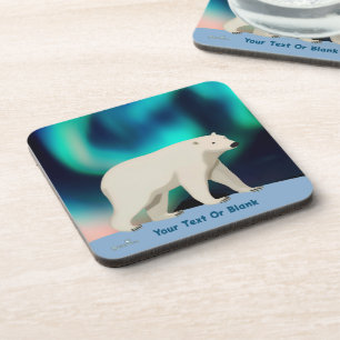 Dessous-de-verre Ours polaire mignon et aurores boréales