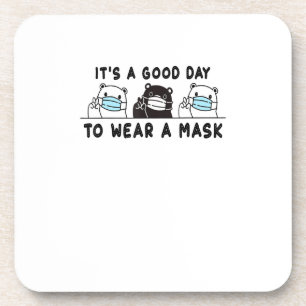 Dessous-de-verre Ours Polaire Ours Noir Portant Visage Masque Migno