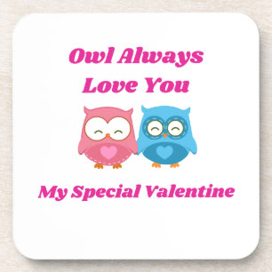 Dessous-de-verre Owl Always Love You with Owl Couple on a