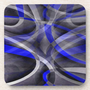 Dessous-de-verre Pa Royal Blue et Gris Groovy des Années 80 à Ligne