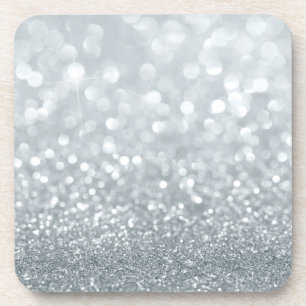 Dessous-de-verre Paillettes argentées blanches Bokeh Glamour Tendan
