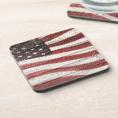 Dessous-de-verre Painted American Flag on Rustic Wood Texture (Côté gauche)