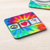 Dessous-de-verre Paix, amour, Flamants roses roses (Côté gauche)