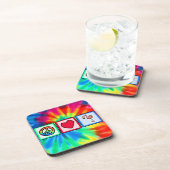 Dessous-de-verre Paix, amour, Flamants roses roses (Côté Droit)