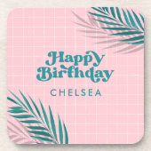 Dessous-de-verre Palm Springs Pink Pool Party Anniversaire (Devant)