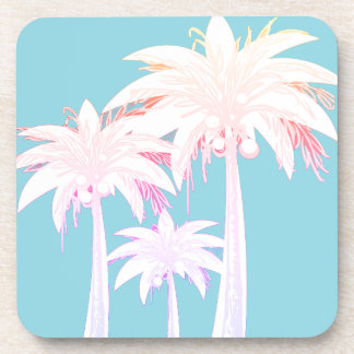 Dessous-de-verre Palm Tree Aqua Blue Rose Aquarelle Boire Mat
