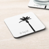 Dessous-de-verre Palm Tree Silhouette San Diego CA Propre Texte (Côté gauche)