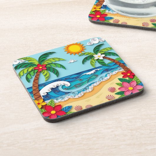 Dessous-de-verre Palm Trees on the Beach  (Côté gauche)