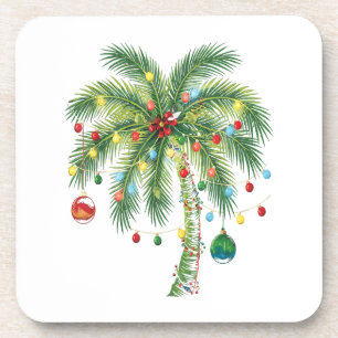 Dessous-de-verre Palmier de Noël tropical avec lumières et ornam