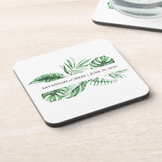 Dessous-de-verre Palmier Mariage Monogram Cork Retour  (Côté gauche)