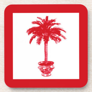 Dessous-de-verre Palmier pointu - rouge et blanc foncé