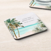 Dessous-de-verre Palmier Tropical Personnalisé Feuilles Plage Bleue (Côté gauche)