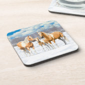 Dessous-de-verre Palomino Pinto Peinture Quarter Chevaux En Neige (Côté gauche)