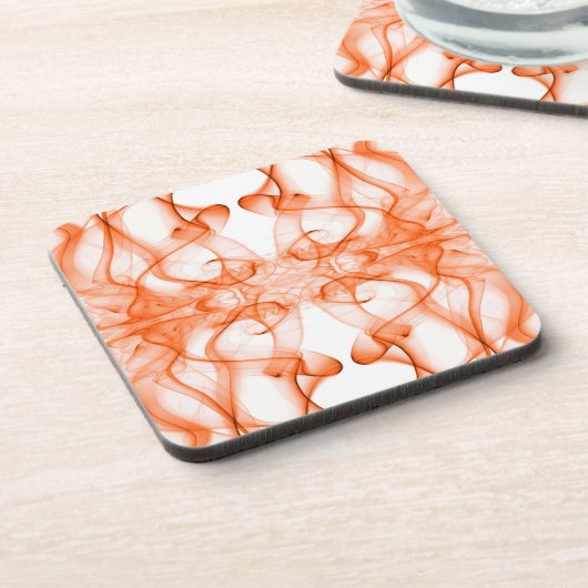 Dessous-de-verre Panaches de fumée orange sur fond blanc (Côté gauche)
