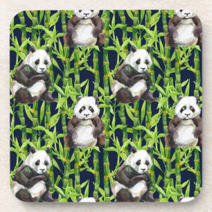 Dessous-de-verre Panda avec Motif d'aquarelle en bambou