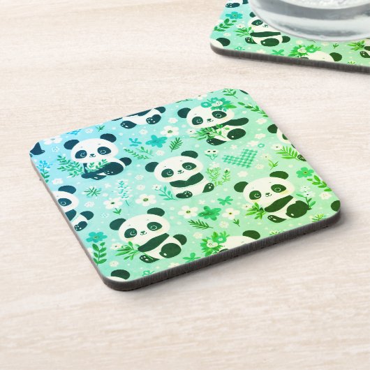 Dessous-de-verre Panda Bear Motif Vert Imprimer (Côté gauche)