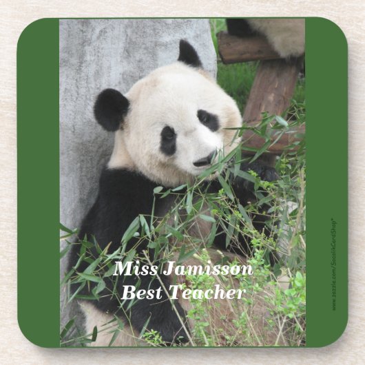 Dessous-de-verre Panda géant mignonne, Meilleur enseignant, Vert, E (Devant)