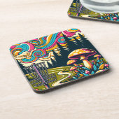 Dessous-de-verre Panier de golf à disque psychédélique et champigno (Côté gauche)