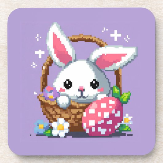 Dessous-de-verre Panier de Pâques Bunny 8 bits pixel art (Devant)