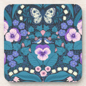 Dessous-de-verre Pansies, oiseaux et papillons (Devant)