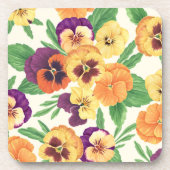 Dessous-de-verre Pansies sur blanc cassé (Devant)