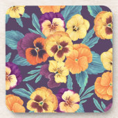 Dessous-de-verre Pansies sur violet de prune (Devant)