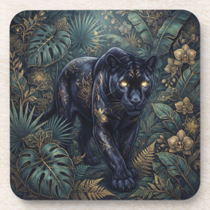 Dessous-de-verre Panthère noire majestueuse rôdant à travers une ju