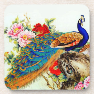 Dessous-de-verre Paon coloré vintage
