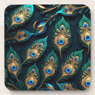 Dessous-de-verre Papercut Peacock Feathers Motif