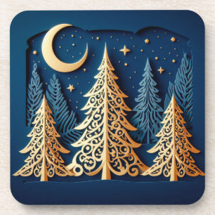Dessous-de-verre Papercut Winter's Gold – Scène des sapins de Noël
