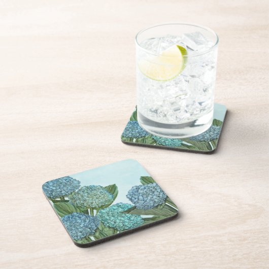 Dessous de verre papier Carré Blue Hydrangea (Côté Droit)