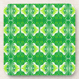 Dessous-de-verre Papier peint Art Déco motif - vert et blanc
