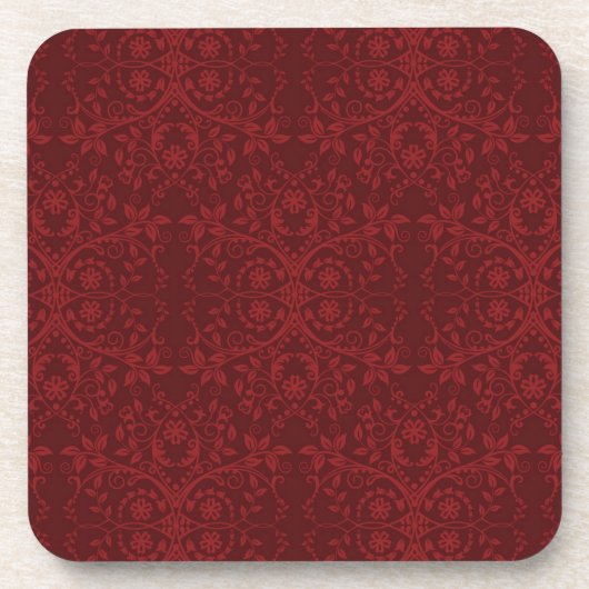 Dessous-de-verre Papier peint floral rouge détaillé (Devant)