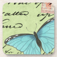 Papillon à ailes bleues sur carte postale Turquois